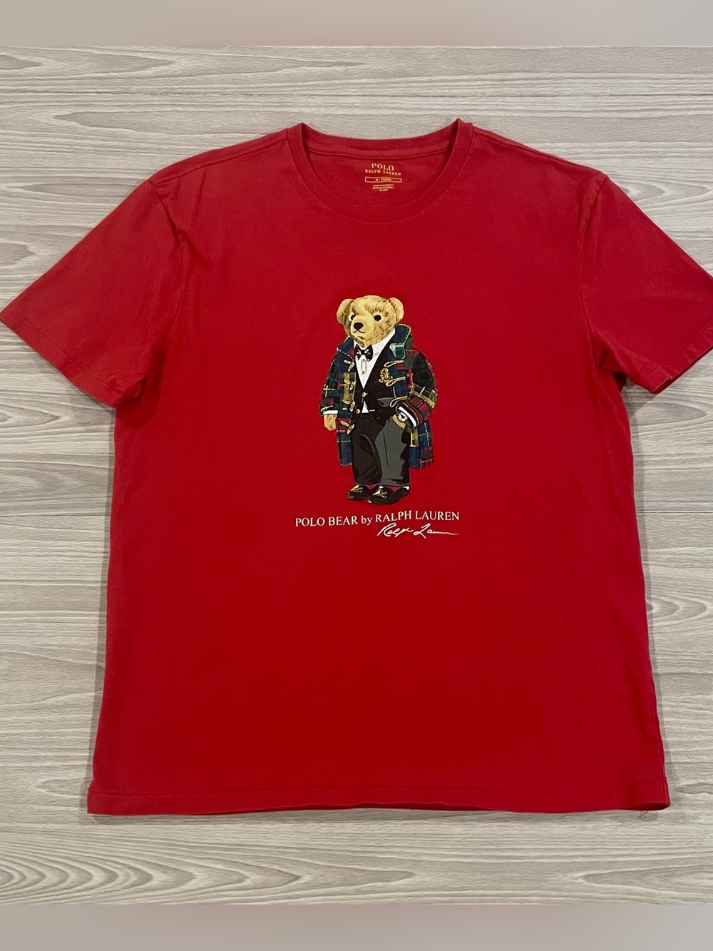 Polo Ralph Lauren Red Holiday Polo Bear Crew-Neck T-Shirt Men’s Size Medium